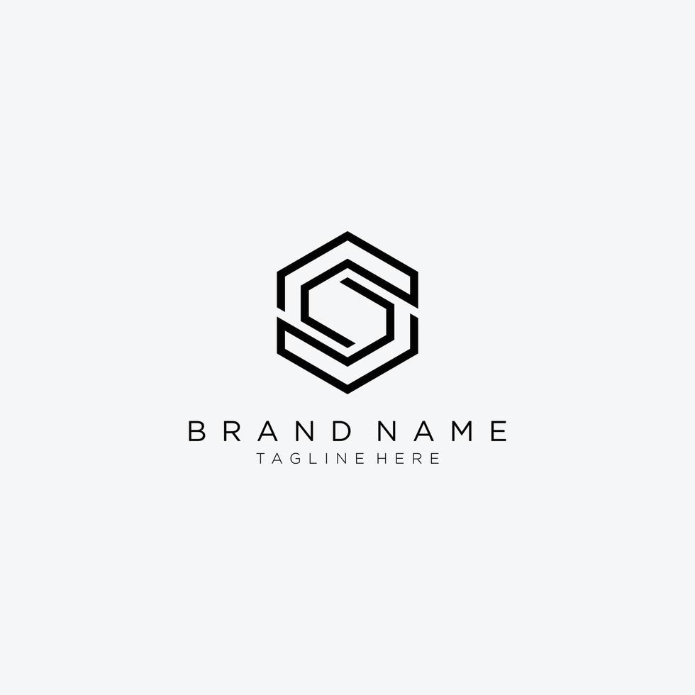 Initial letter SC hexagon logo, monogram line art style design template. vector