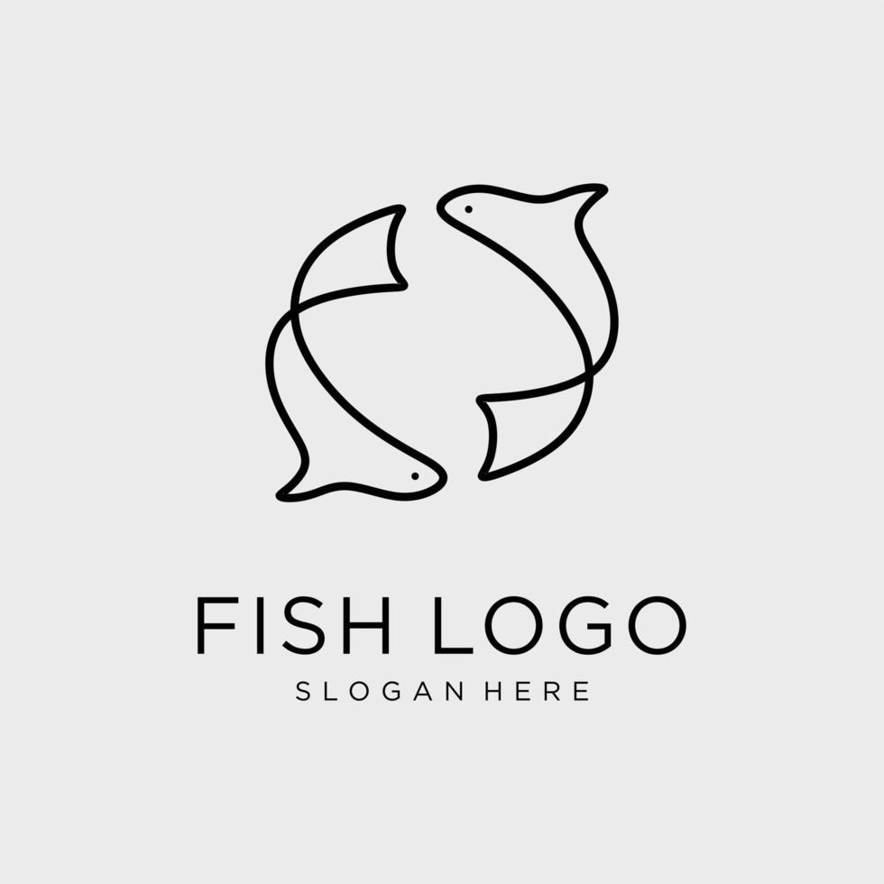 plantilla de logotipo de pescado. símbolo de vector creativo del club de pesca o en línea. icono de concepto de línea de tienda de restaurante de mariscos.