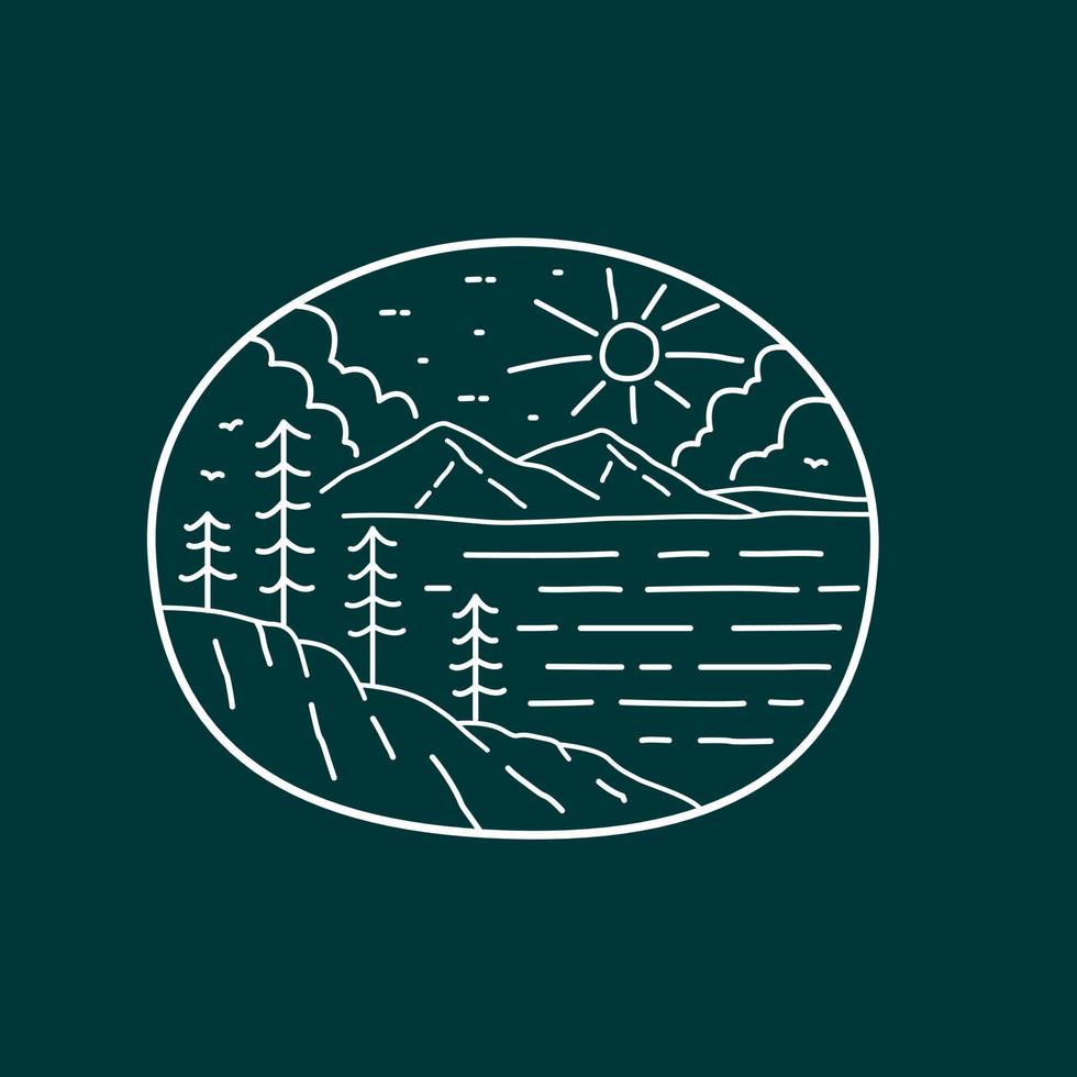 Design for Acadia National Park in simple line art style vector