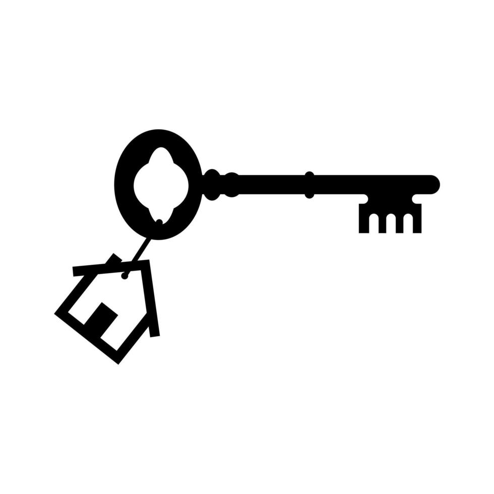 Old key home silhouette set on white background vector