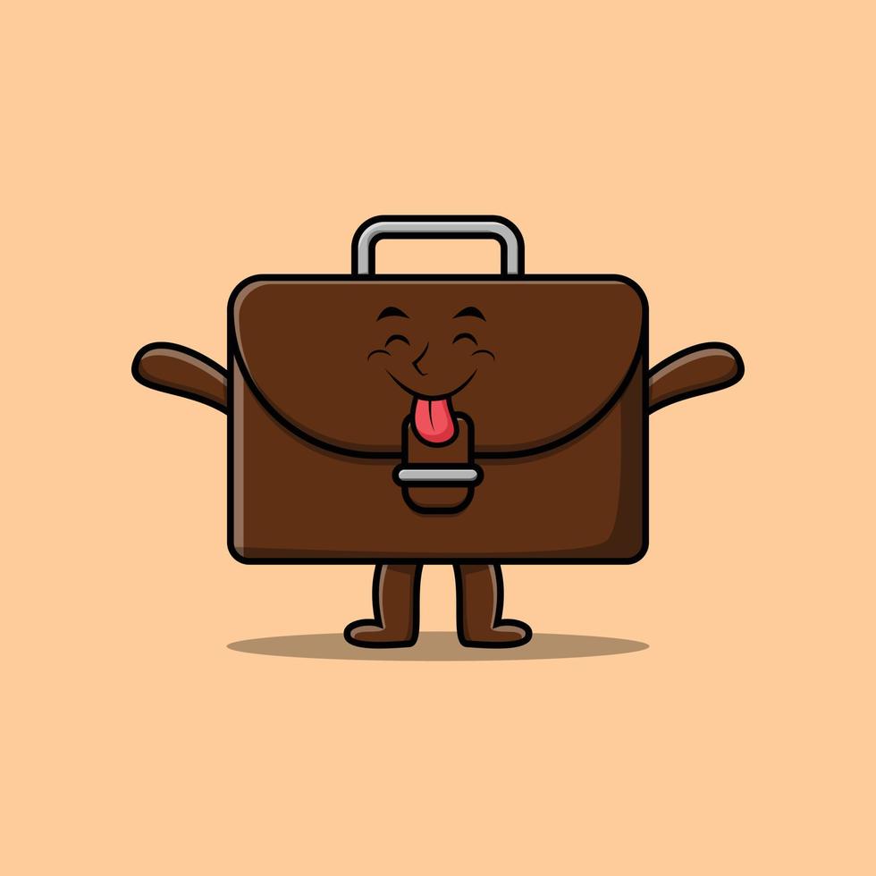 Cute cartoon suitcase with flashy expression vector