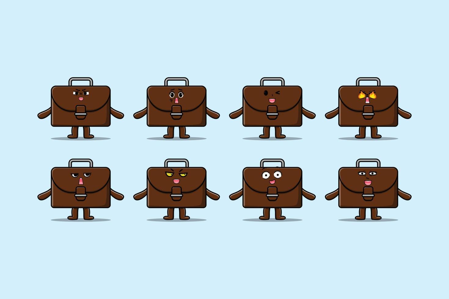 Set kawaii suitcase cartoon different expression vector