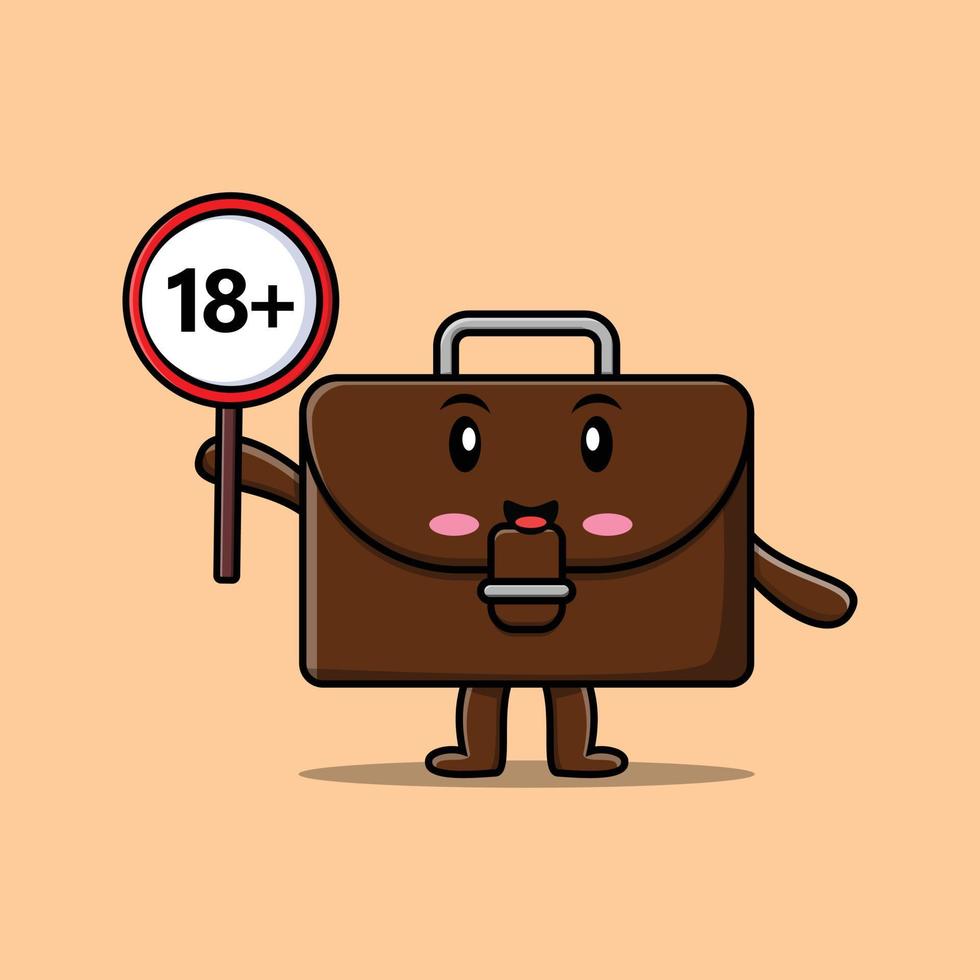 cute cartoon suitcase holding 18 plus sign board 8175179 Vector Art at  Vecteezy