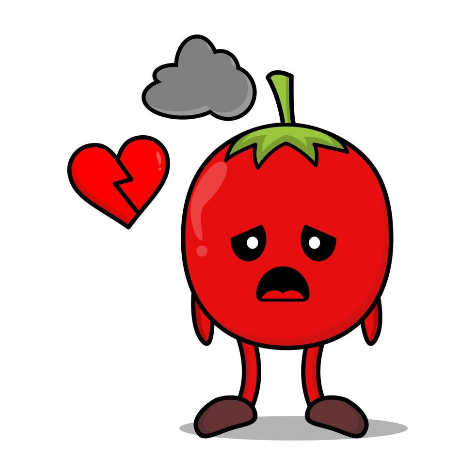 tomate rojo de dibujos animados lindo con muchas expresiones vector