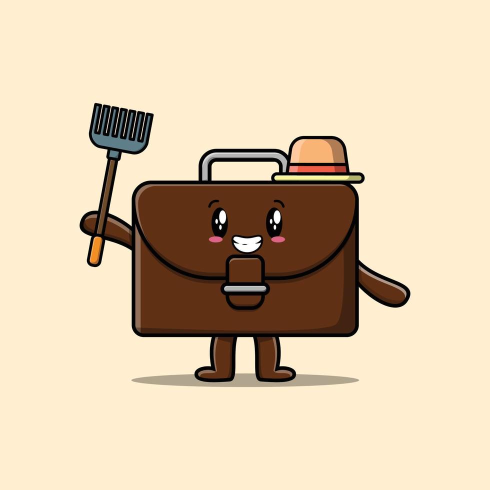 Cute cartoon Agricultural worker suitcase vector