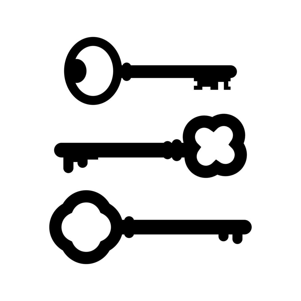 Old key home silhouette set on white background vector