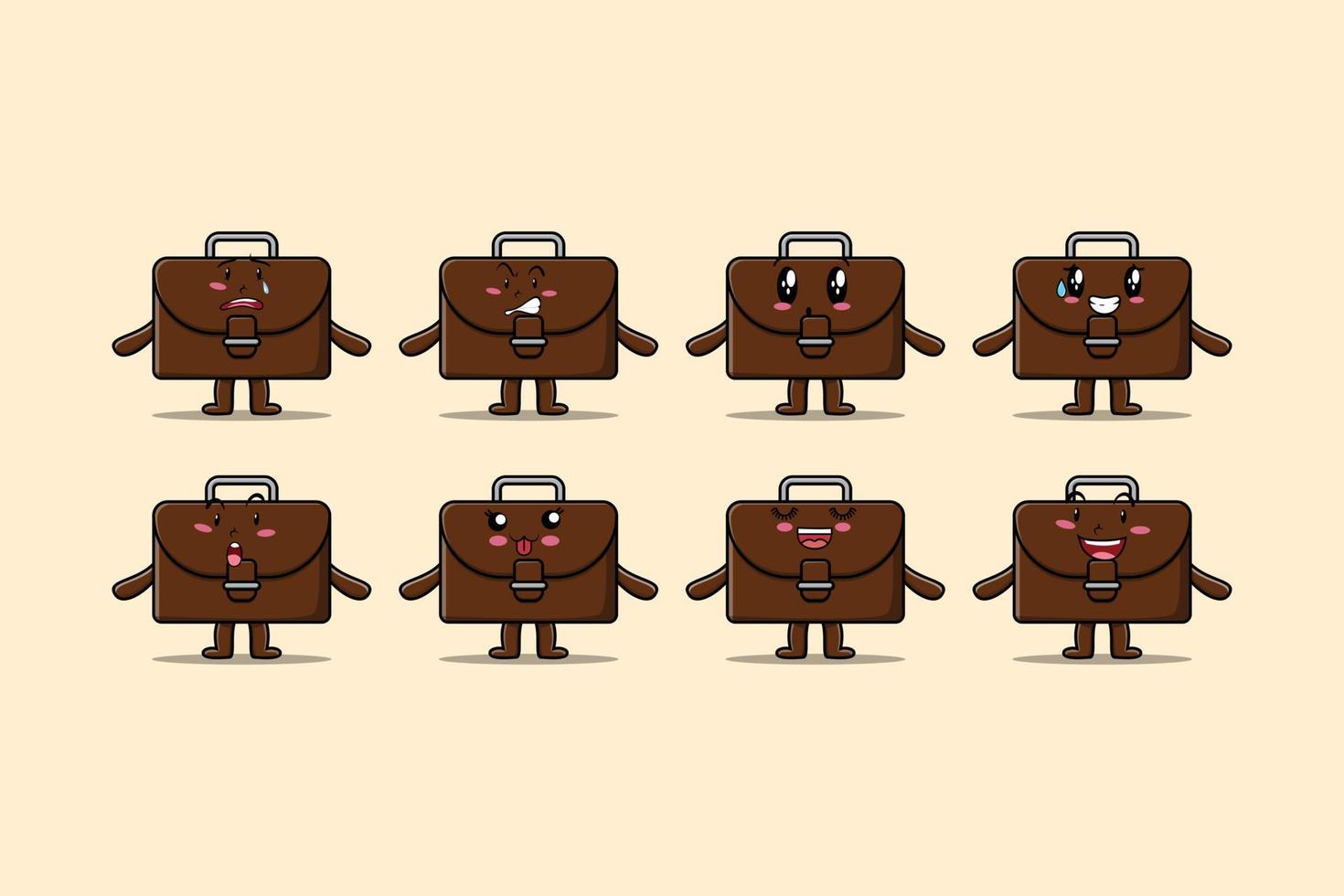 Set kawaii suitcase cartoon different expression vector