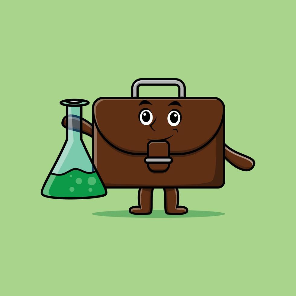Cute cartoon character suitcase as scientist vector
