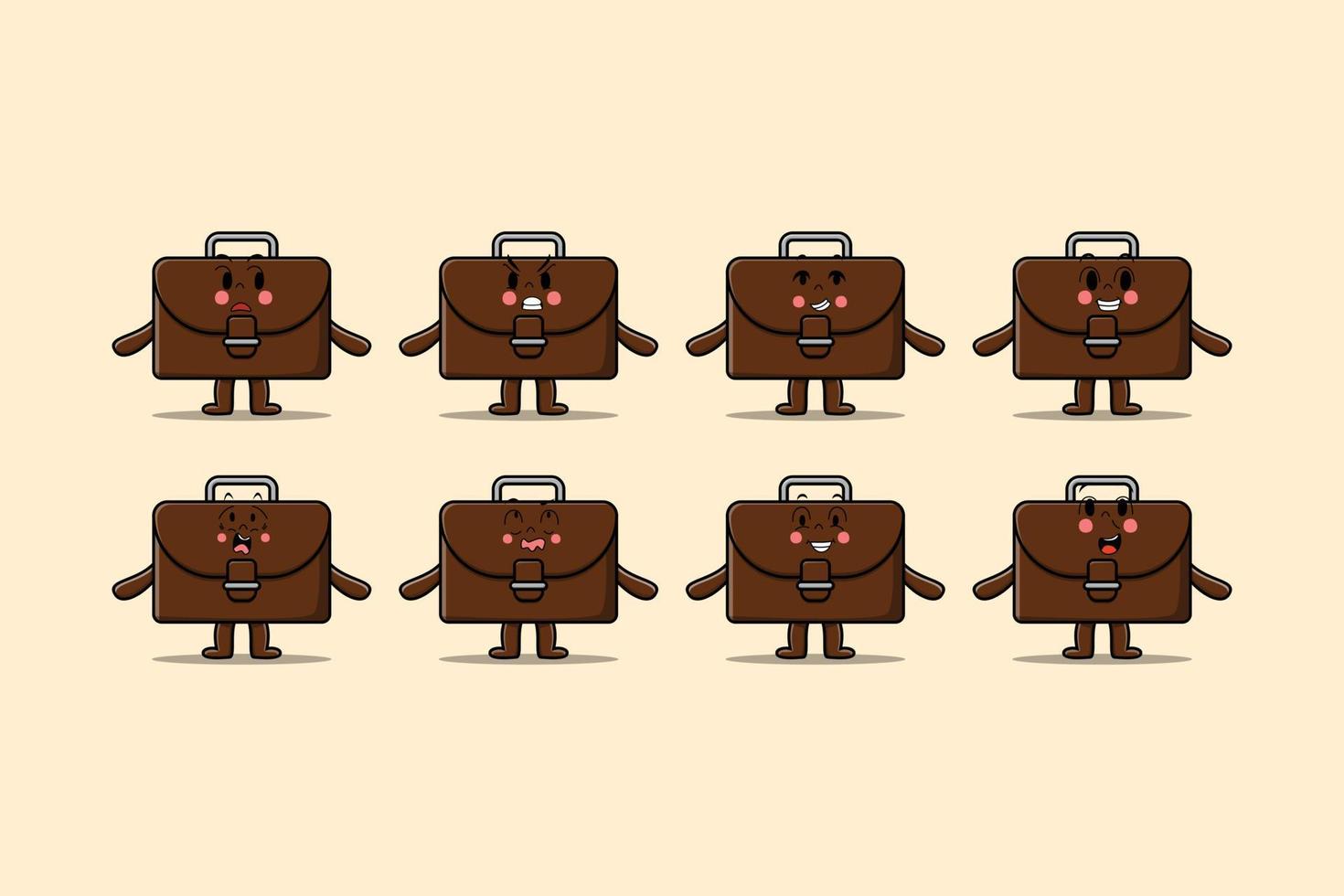 Set kawaii suitcase cartoon different expression vector