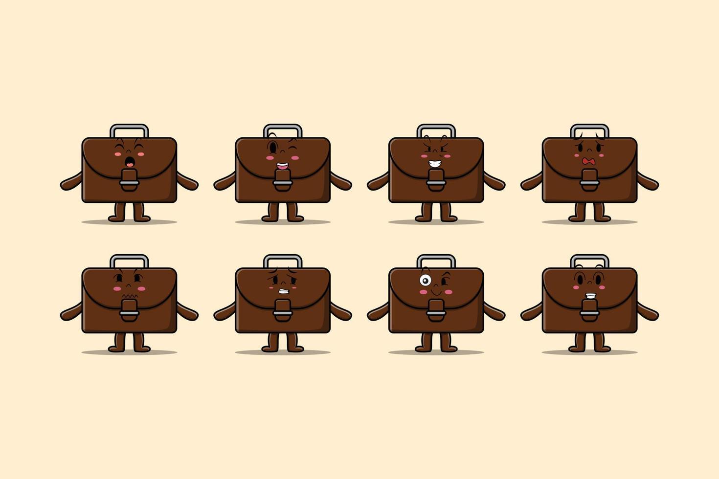 Set kawaii suitcase cartoon different expression vector