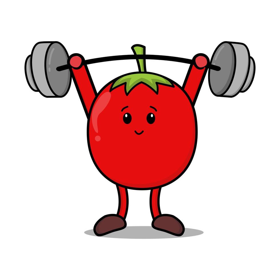 tomate rojo de dibujos animados lindo con muchas expresiones vector