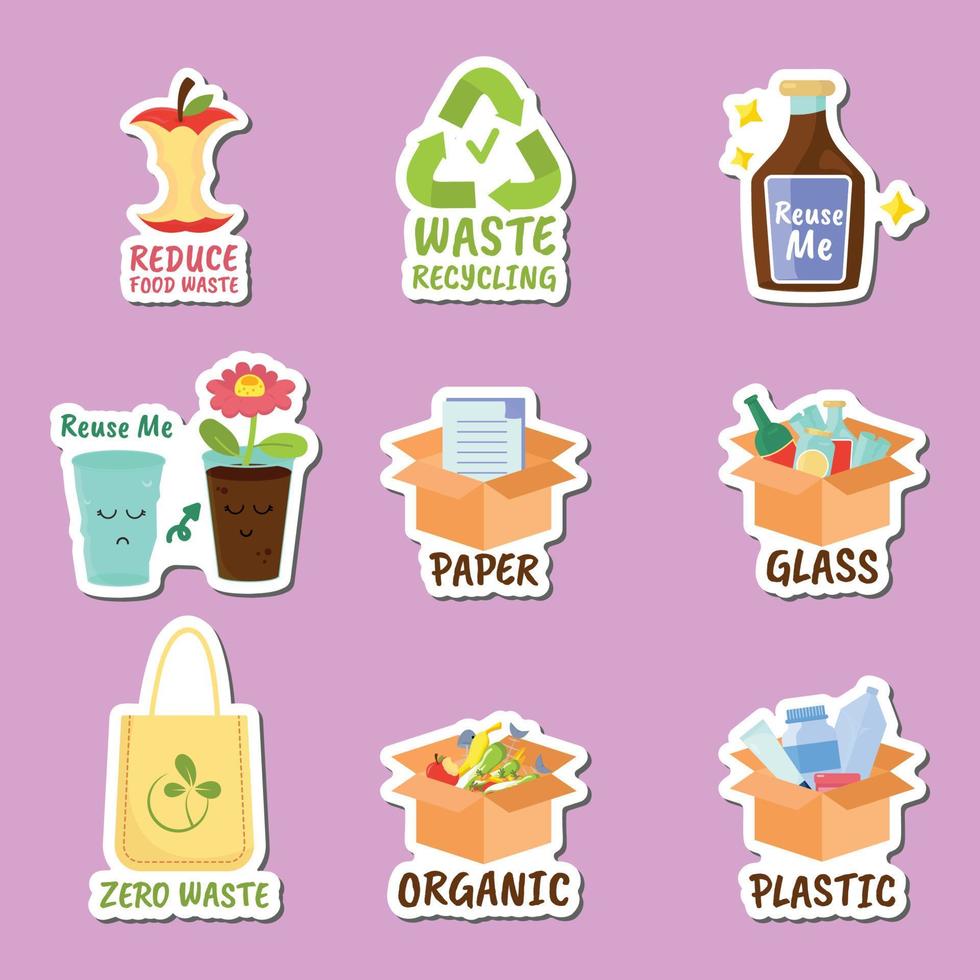 Sticker Collection of Recycling at Home vector