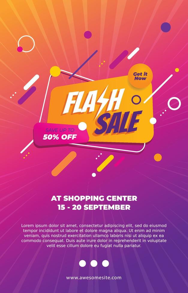 Gradient Yellow Purple Flash Sale Poster Background vector