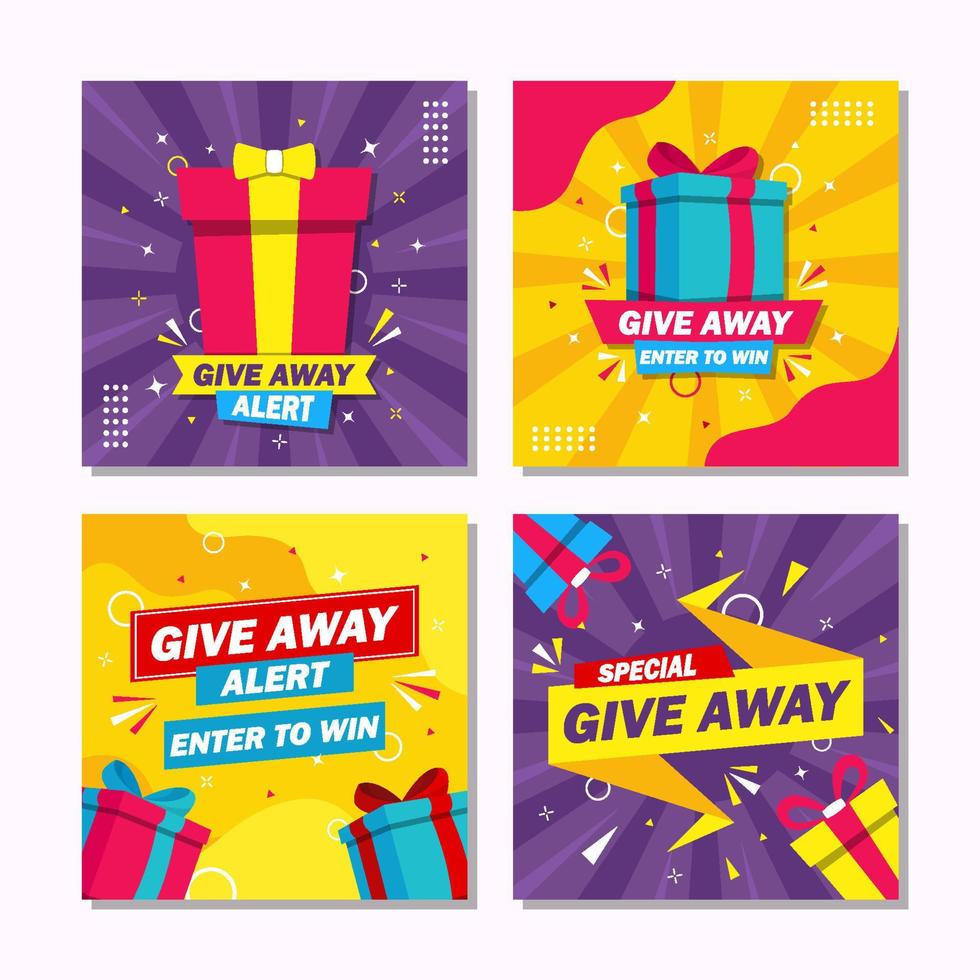 Give Away Social Media Post Template vector