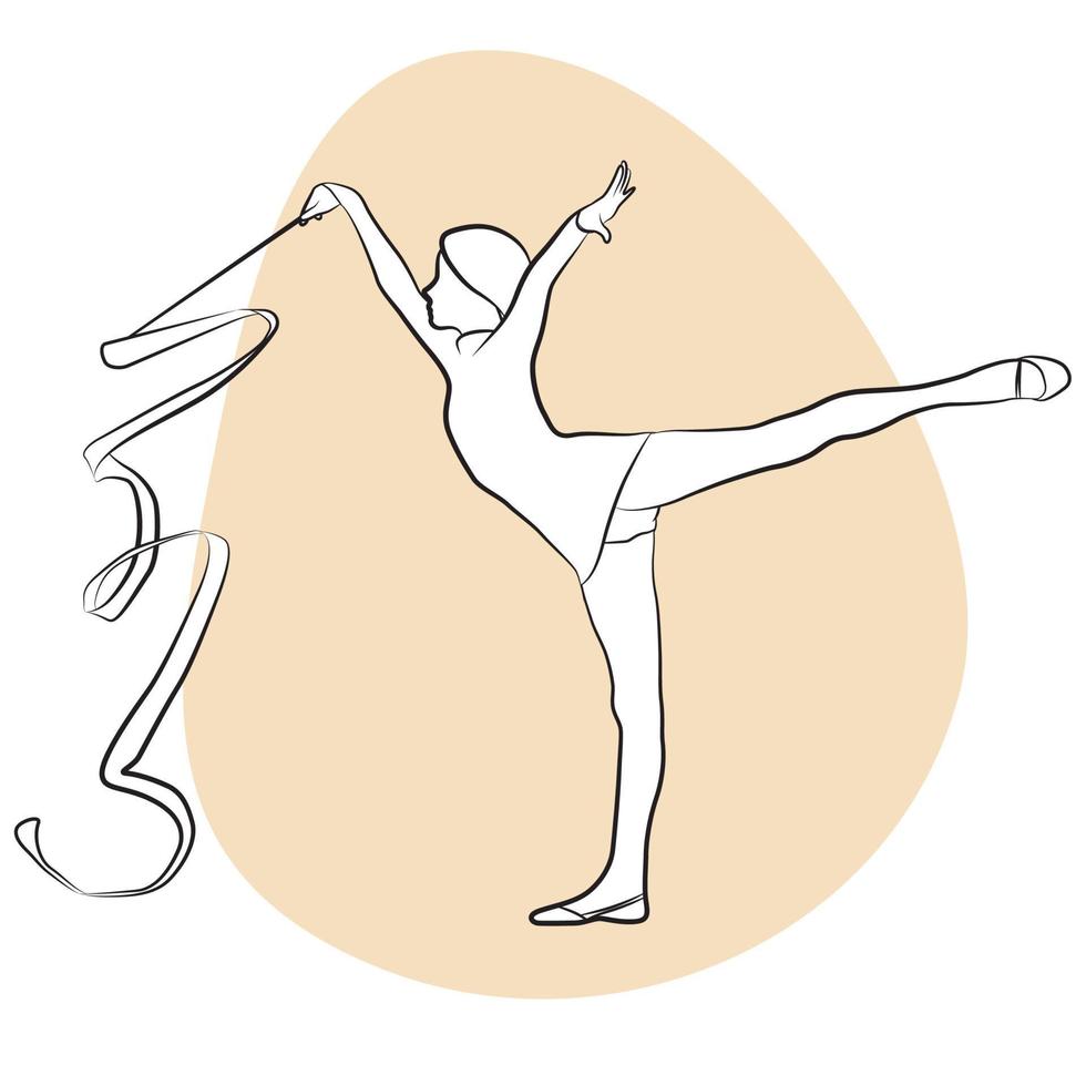 Gymnastics Rhythmic Player Outline. vector