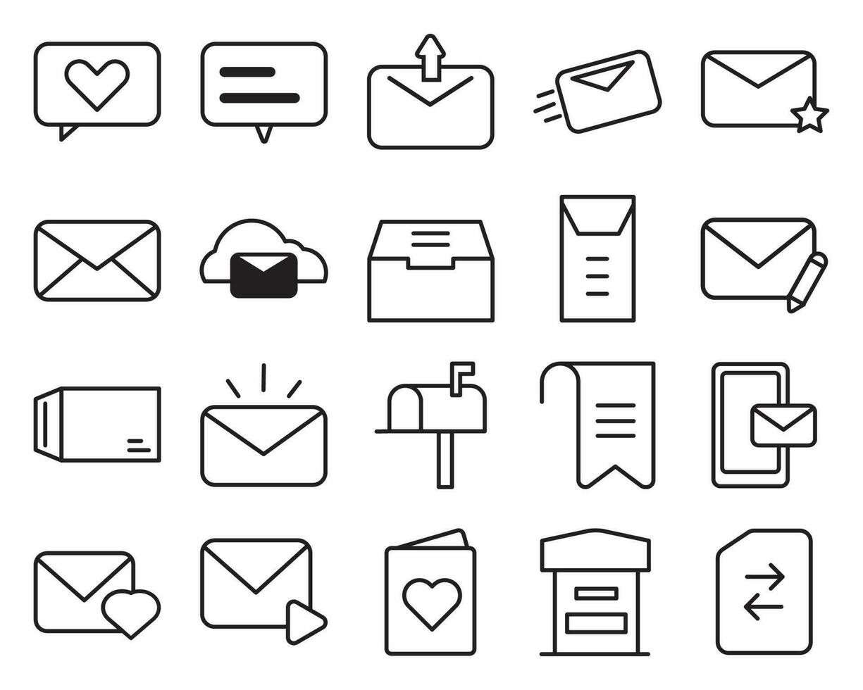 postal mail. The line style postal letter icon set is perfect for websites, banners and more. vector