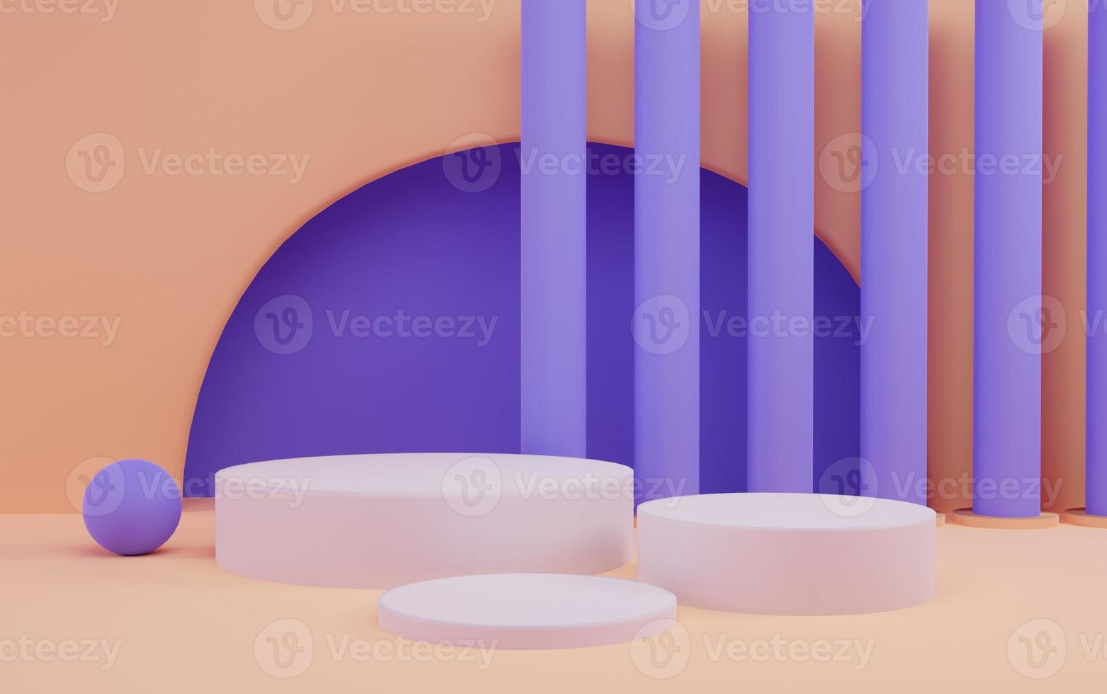 Podio mínimo de productos de fondo 3d, renderizado 3d de vector de fondo de pantalla con podio. soporte para mostrar productos cosméticos 3d. escaparate de escenario en podio beige de estudio de pedestal. foto