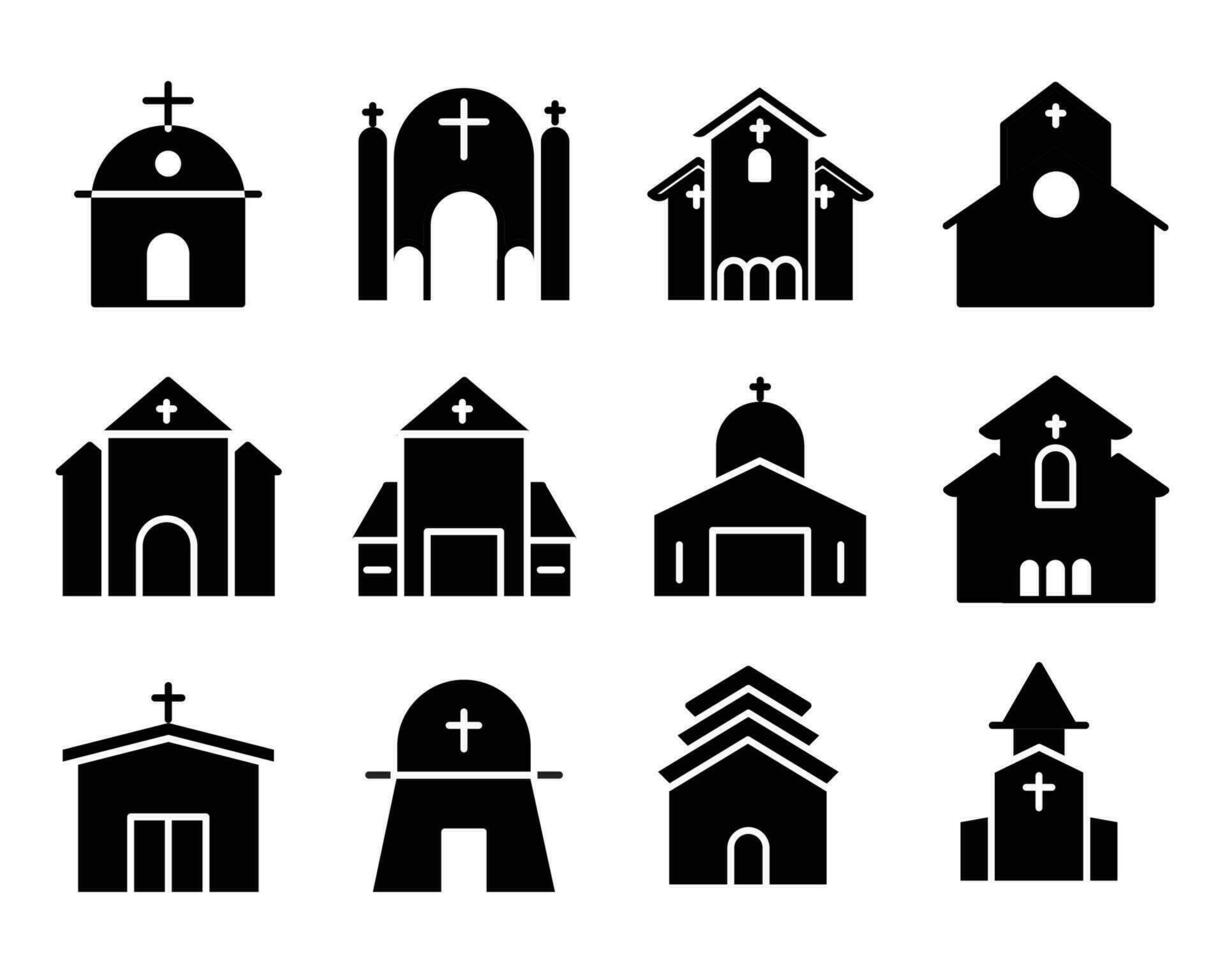 edificio de la iglesia icono de estilo sólido, religión cristiana. diseños vectoriales que son adecuados para sitios web, aplicaciones, aplicaciones. vector