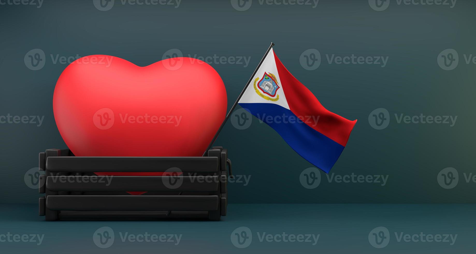 I love Sint Maarten Flag Sint Maarten with heart, copy space, 3D work and 3D image photo