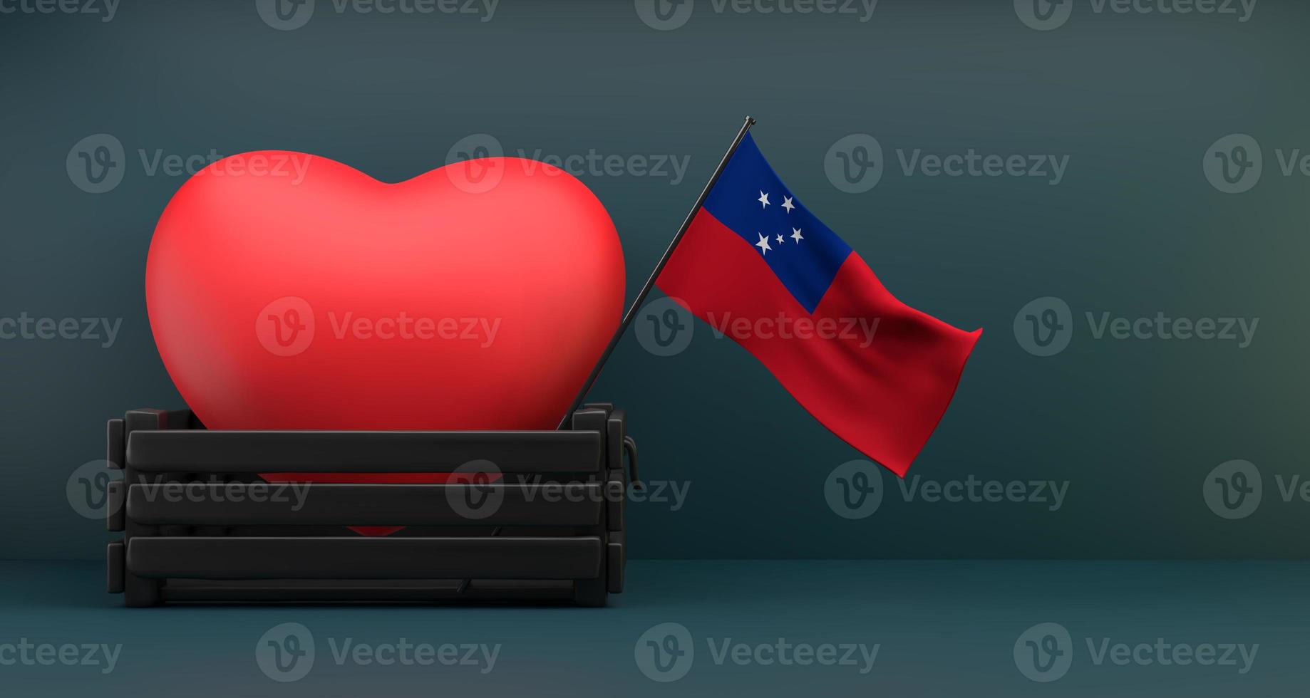 I love Samoa Flag Samoa with heart, copy space, 3D work and 3D image photo