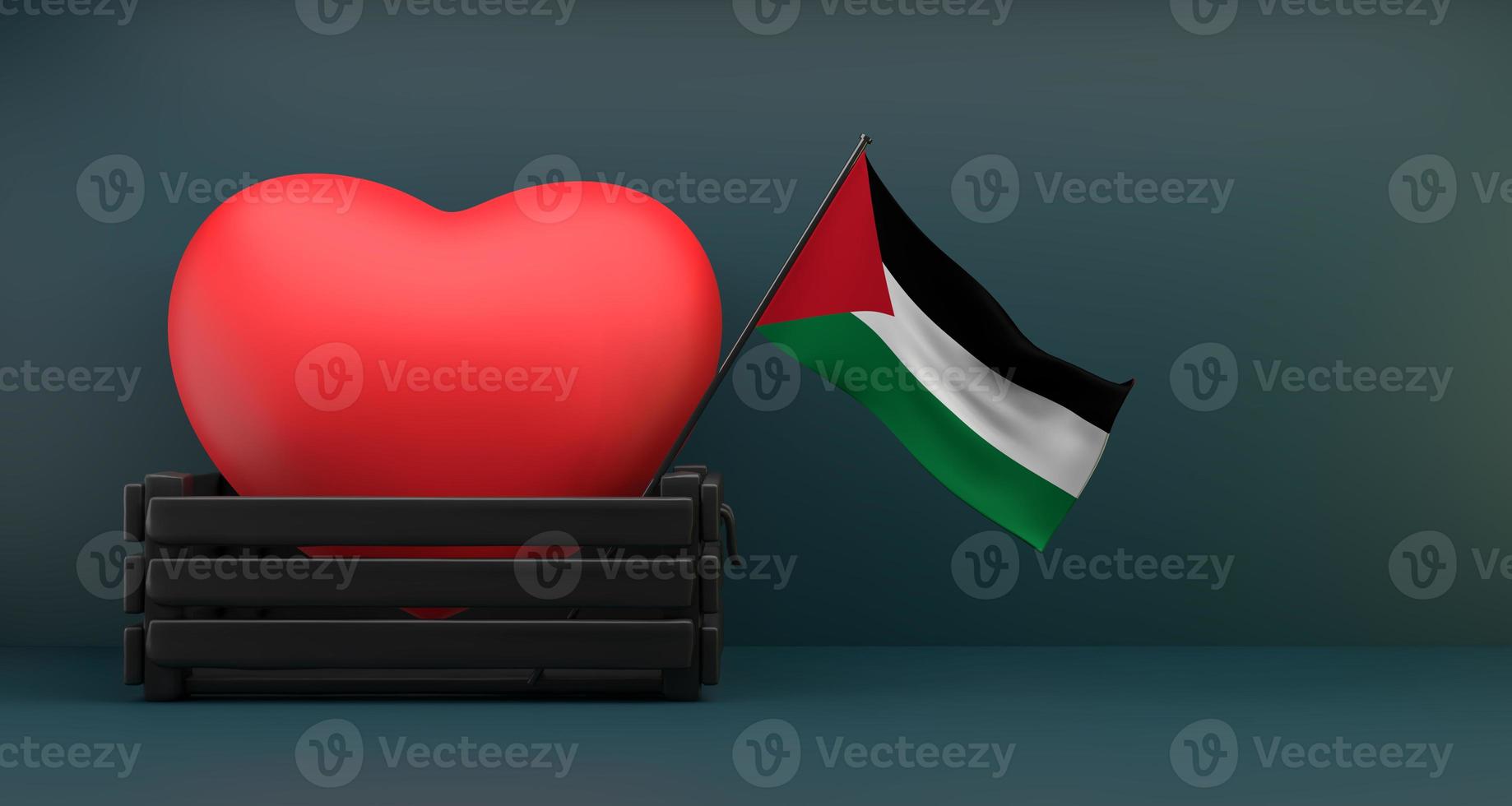 I love Palestine Flag Palestine with heart, copy space, 3D work and 3D image photo