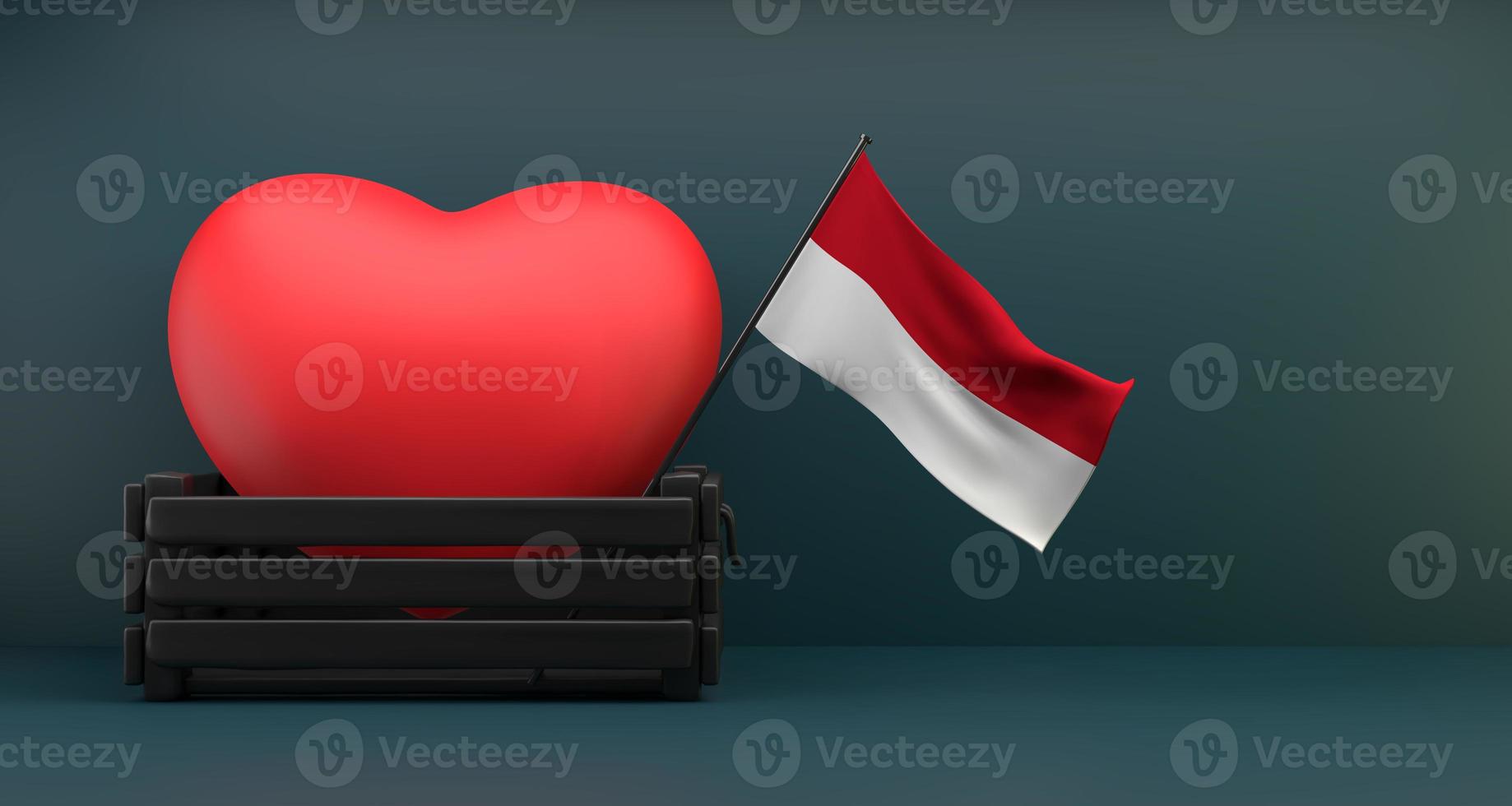 I love Monaco Flag Monaco with heart, copy space, 3D work and 3D image photo