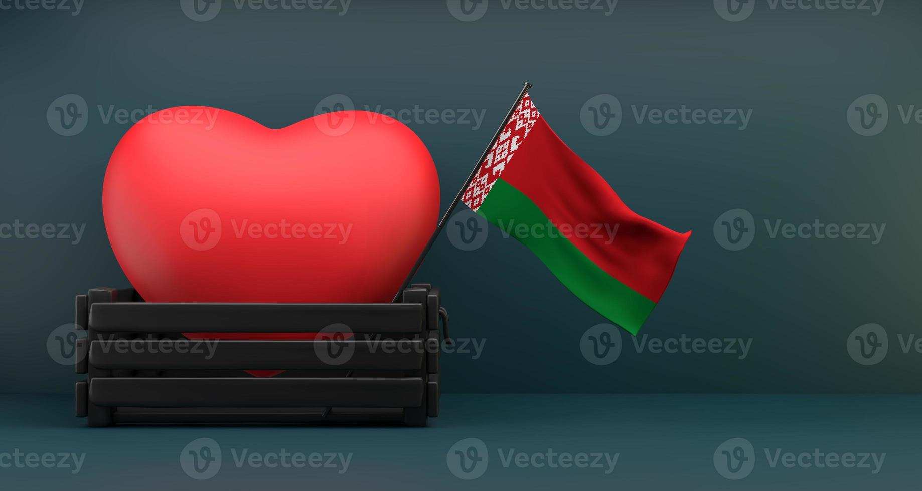 I love Belarus, Flag Belarus with heart, copy space, 3D work and 3D image photo