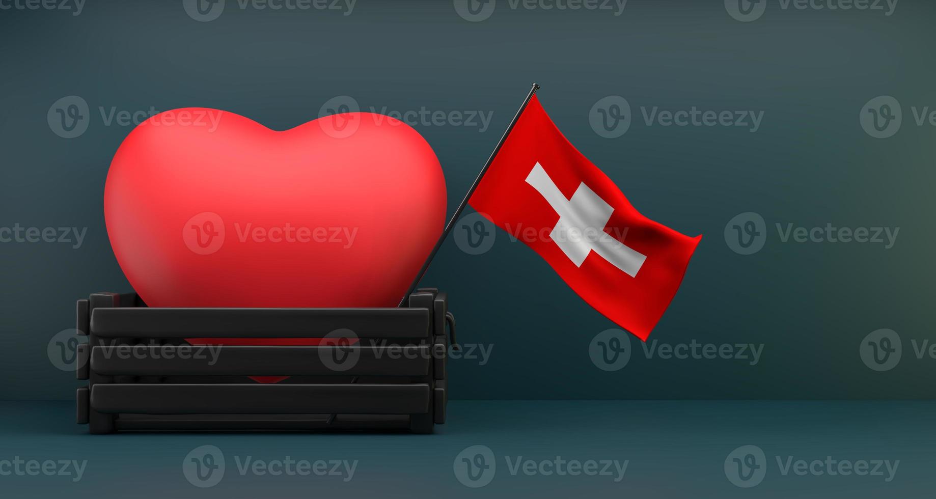 I love Switzerland Flag Switzerland with heart, copy space, 3D work and 3D image photo