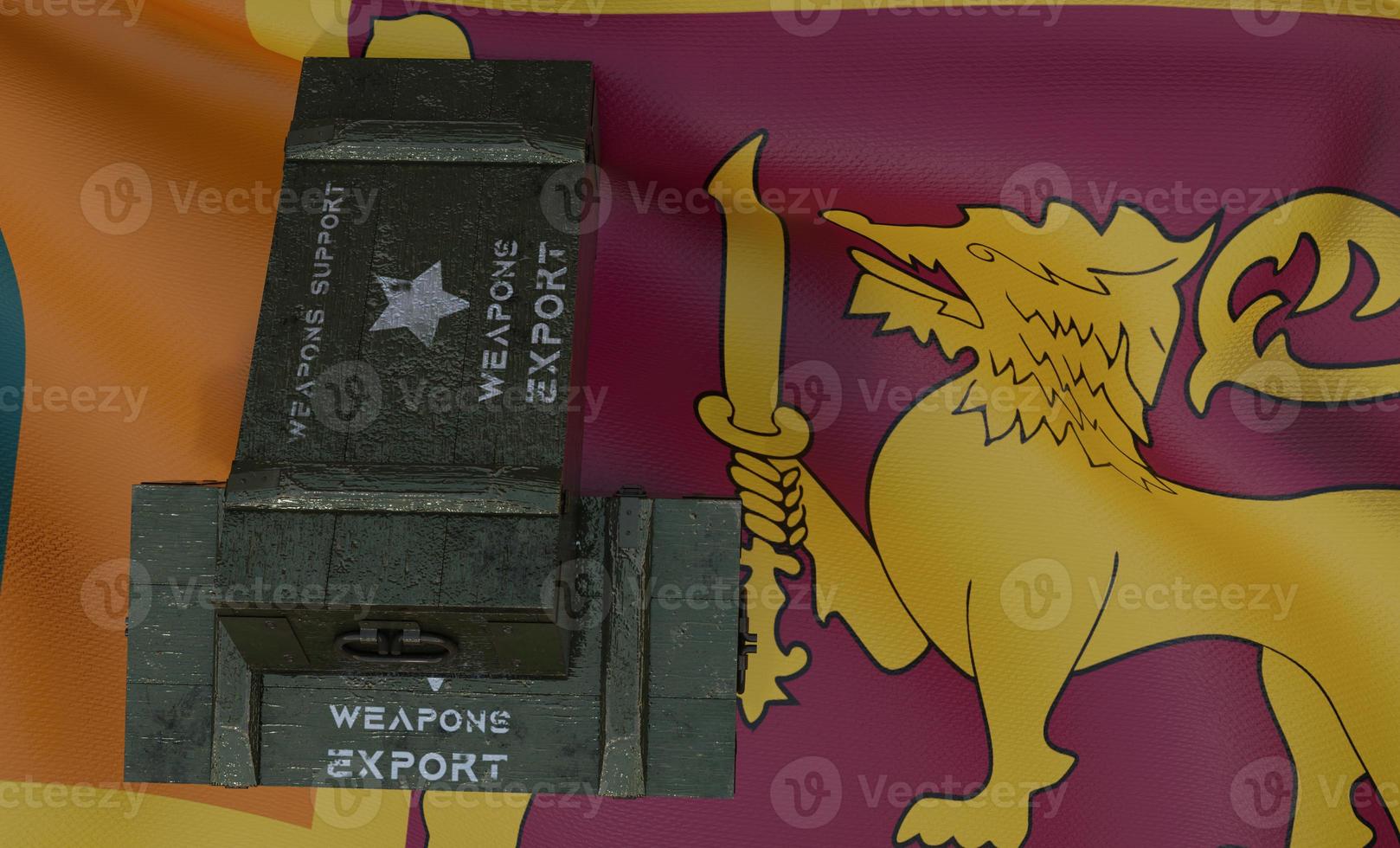 Support weapons Sri Lanka package of military aid, delivery of weapons, flag Sri Lanka 3D work and 3D image photo