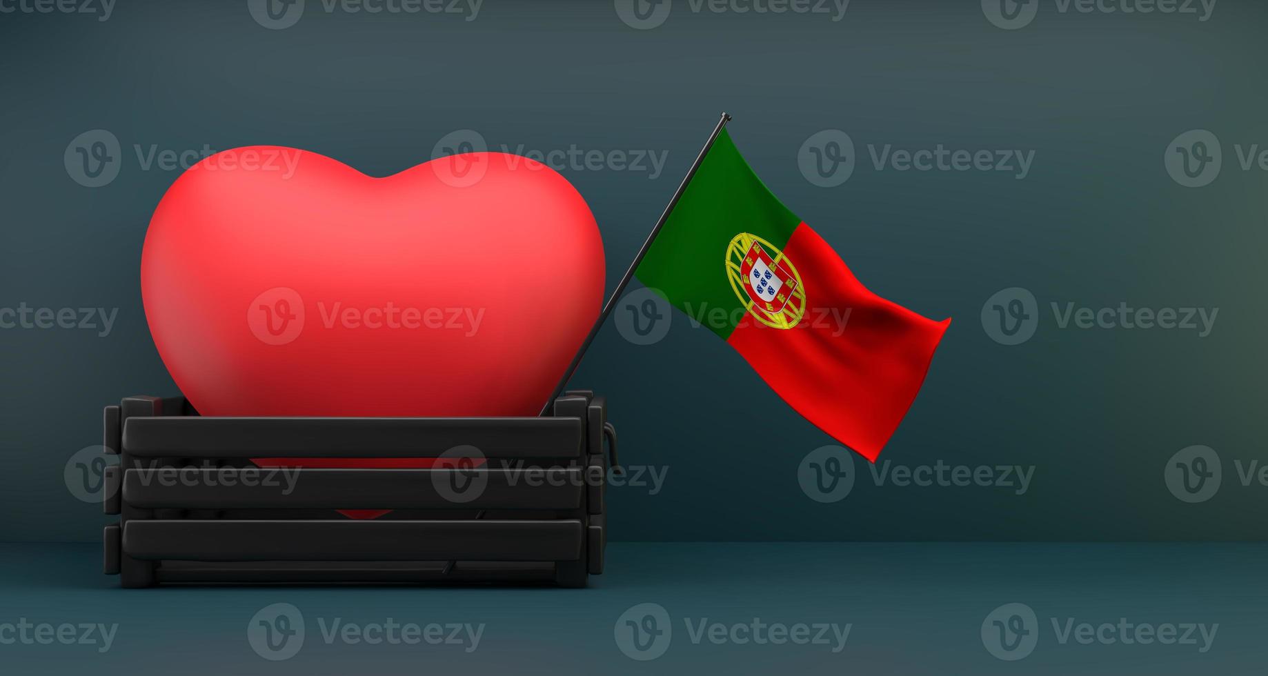 I love Portugal Flag Portugal with heart, copy space, 3D work and 3D image photo