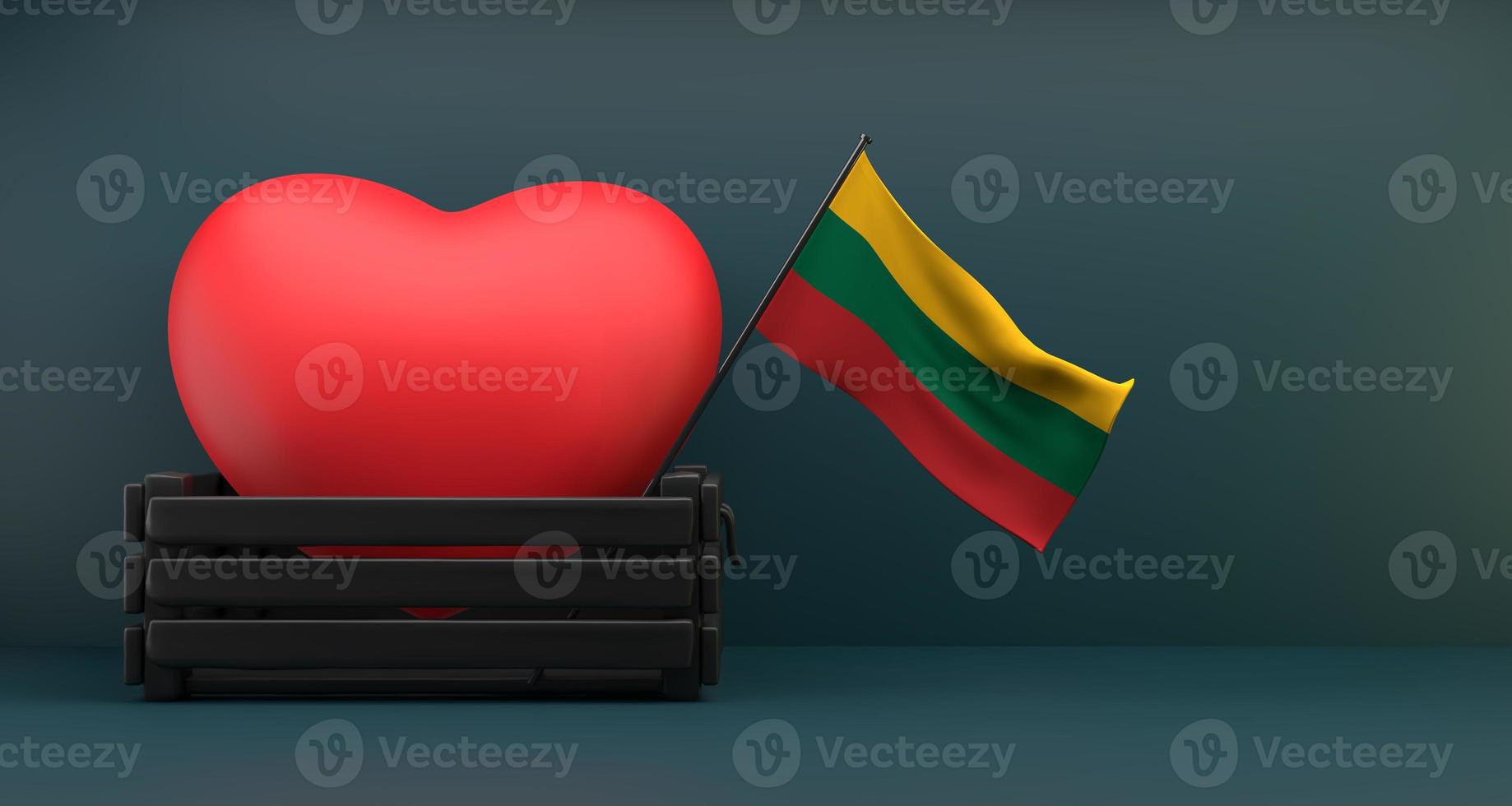 I love Lithuania Flag Lithuania with heart, copy space, 3D work and 3D image photo