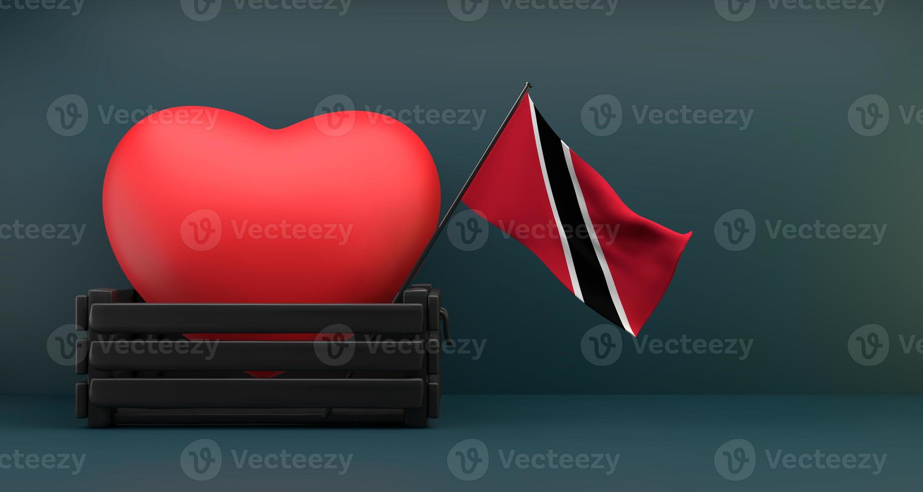 I love Nidad and Tobago Flag Nidad and Tobago with heart, copy space, 3D work and 3D image photo