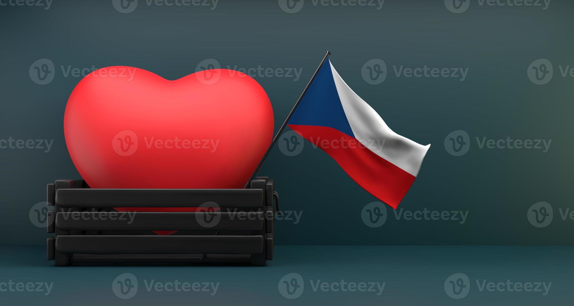 I love Czechia, Flag Czechia with heart, copy space, 3D work and 3D image photo