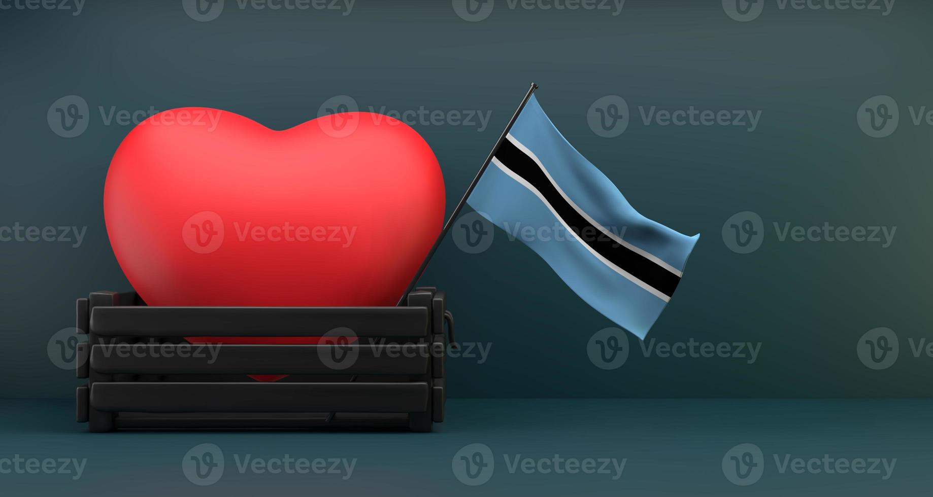 I love Botswana, Flag Botswana with heart, copy space, 3D work and 3D image photo