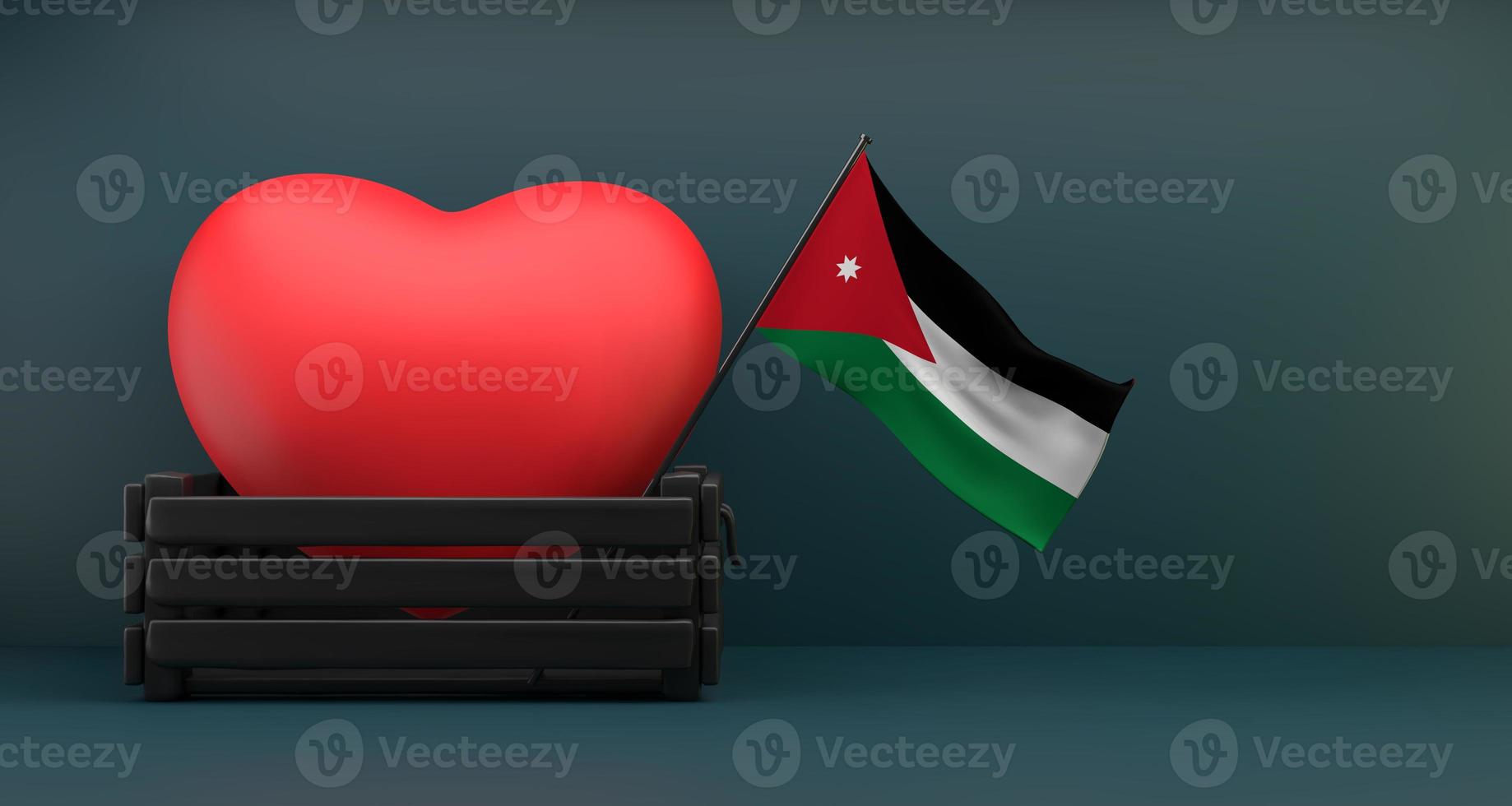 I love Jordan Flag Jordan with heart, copy space, 3D work and 3D image photo