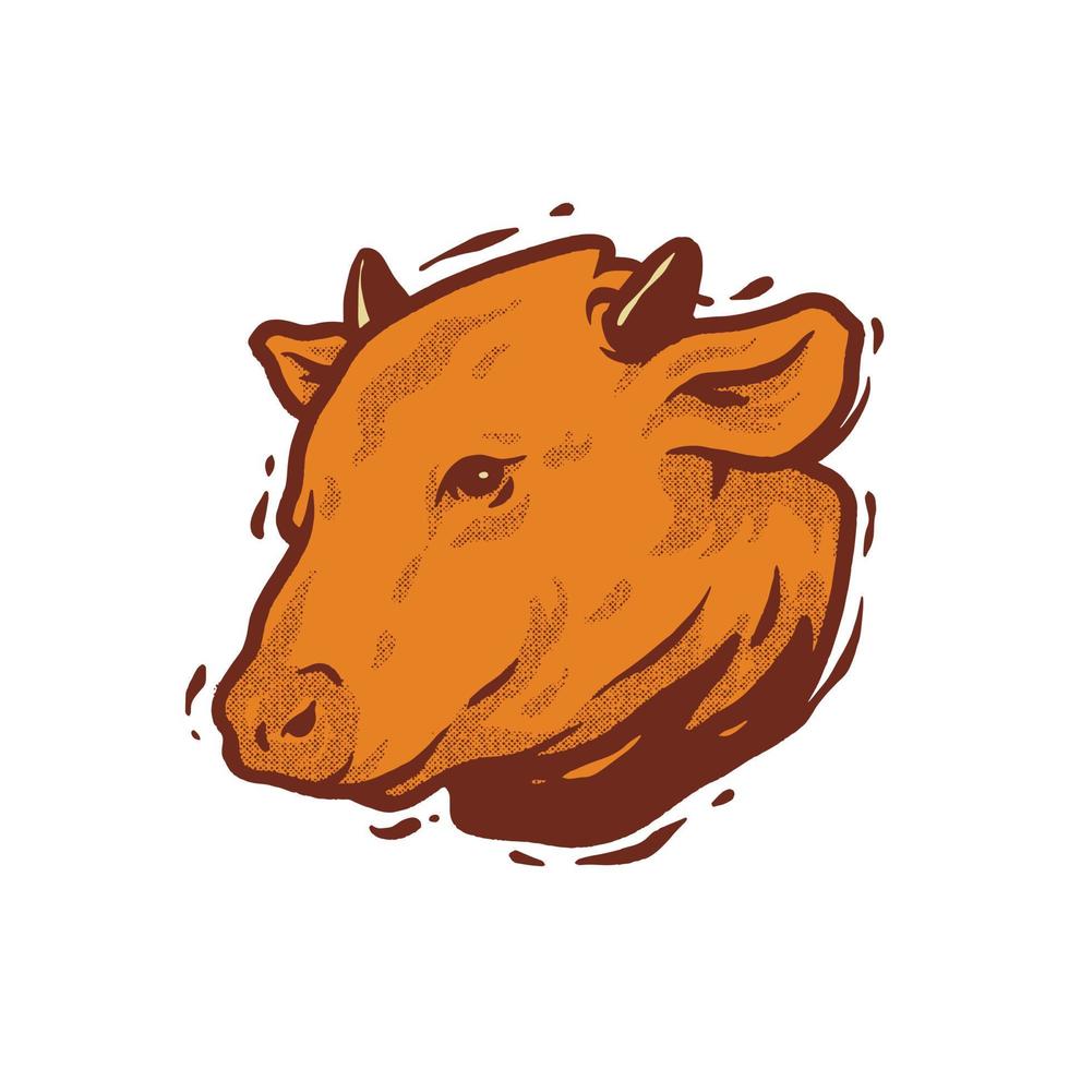 close up cow face drawing. fullcolor vector