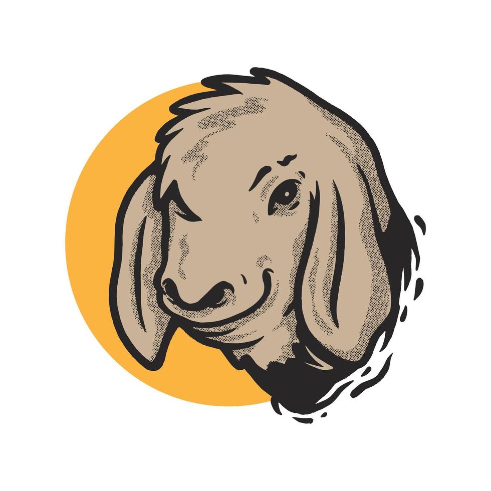 goat face illustration logo vector