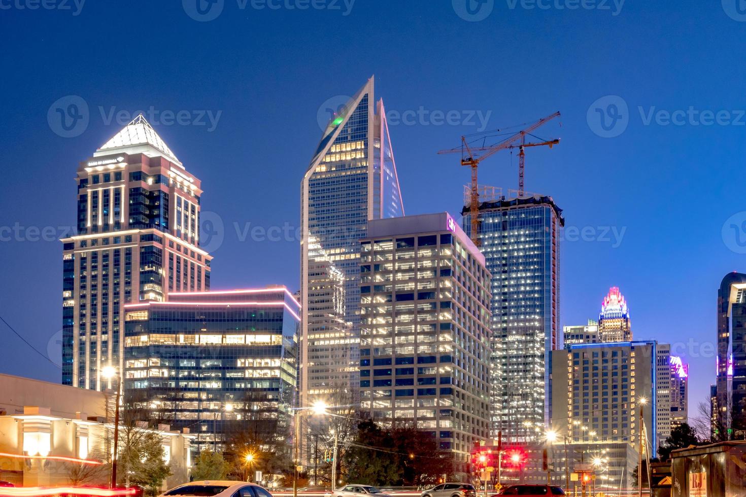 charlotte north carolina city skyline after winted storm photo
