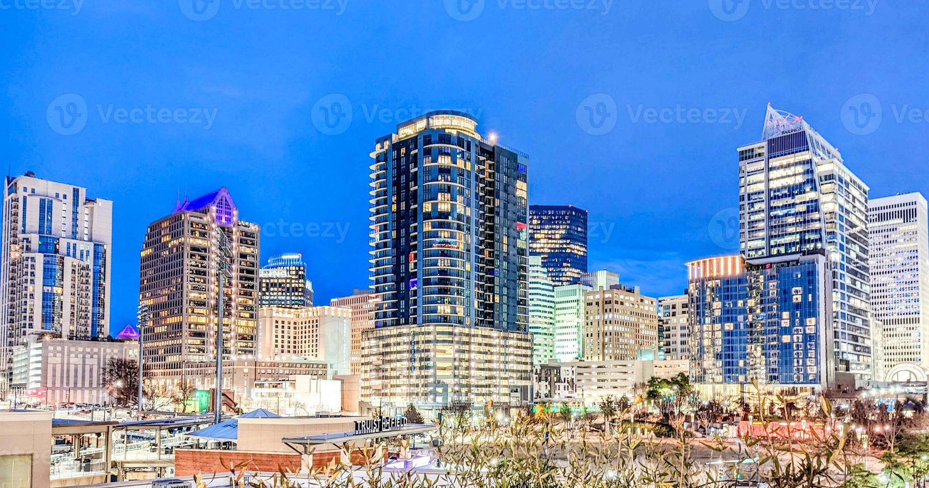 Early morning sunrise over charlotte city skyline downtown photo