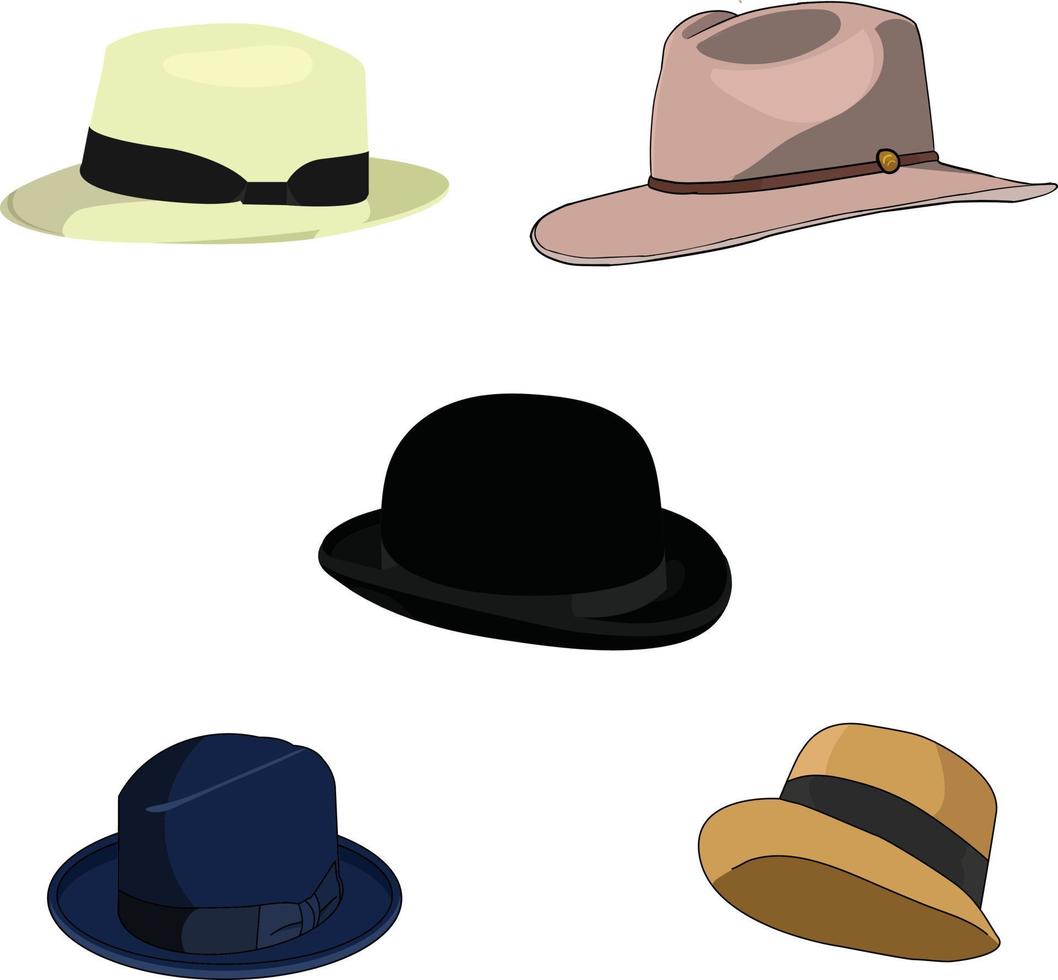 5 hats on white background 8177922 Vector Art at Vecteezy