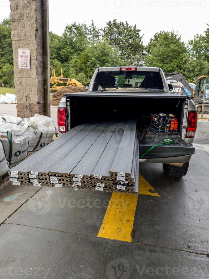 pickup truck loaded with coposide decking photo