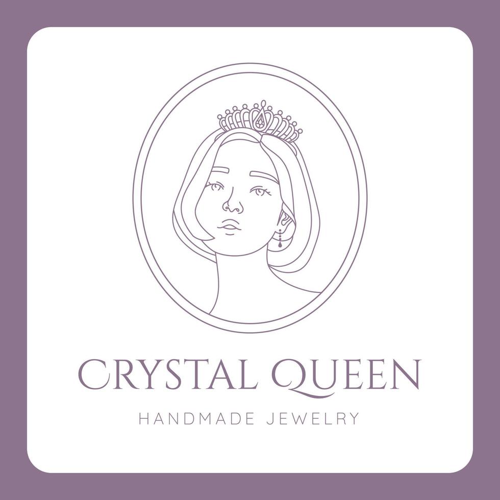woman with crown logo for salon makeup beauty vector