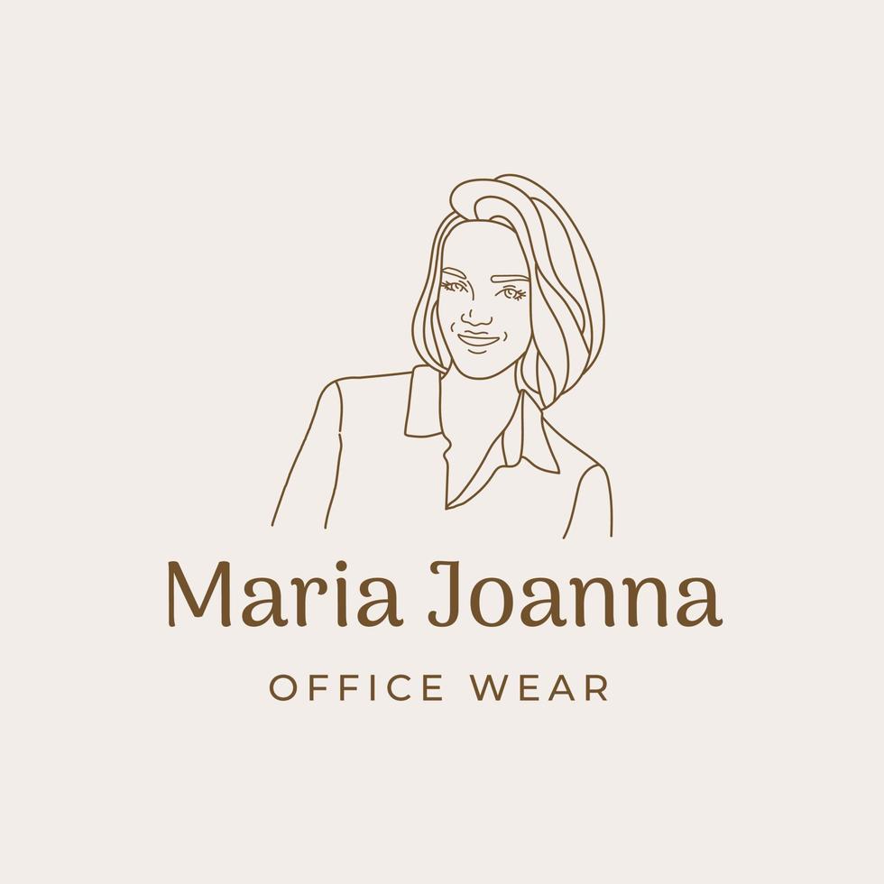 logotipo de mujer hermosa casual para ropa de moda con estilo vector