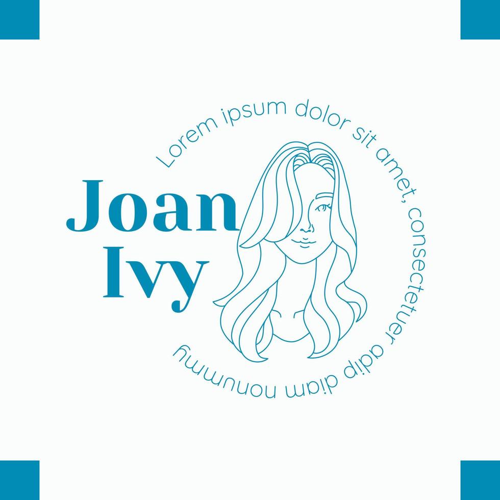 elegance women long hair beauty logo cosmetic makeup vector