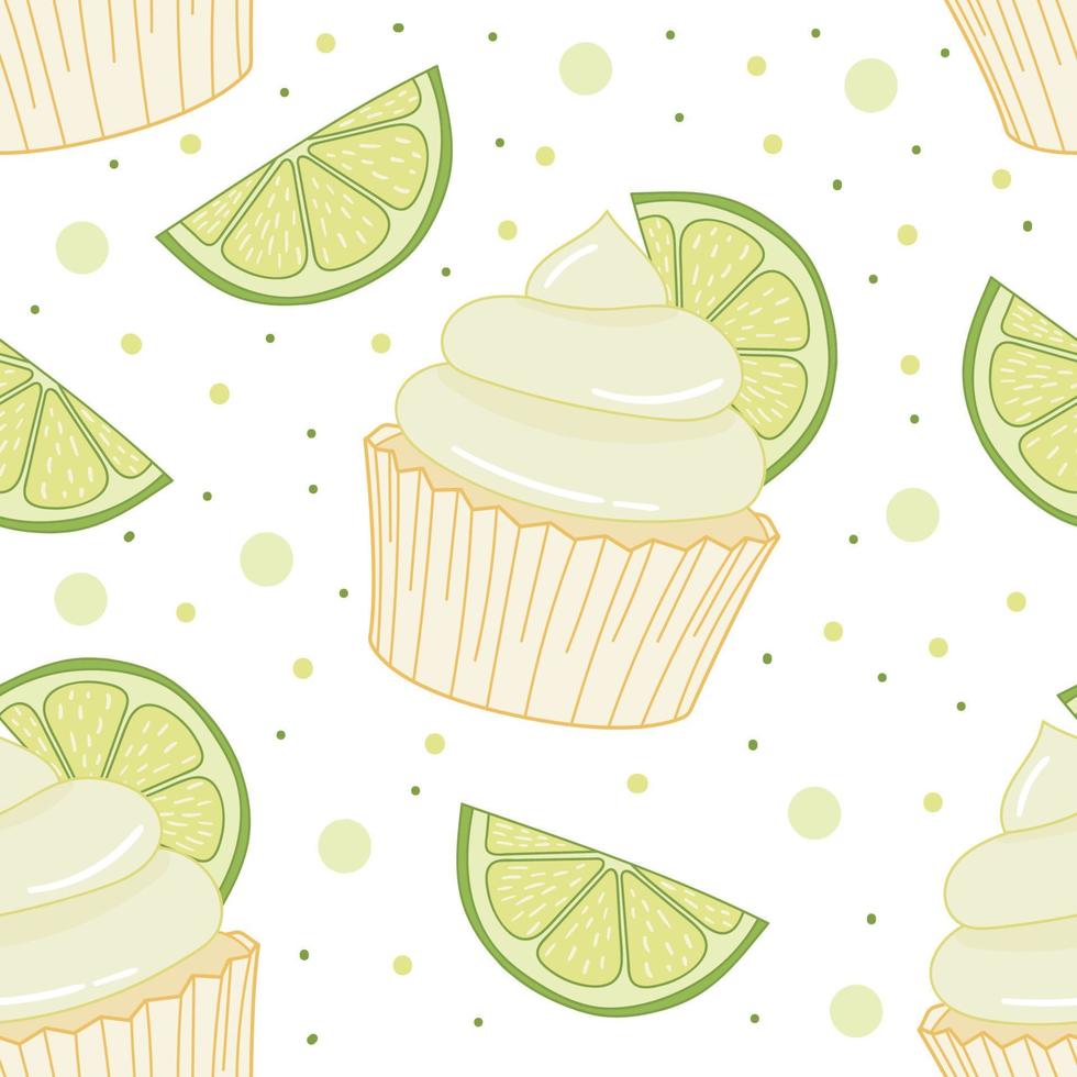 cute cupcake seamless pattern pastel vector