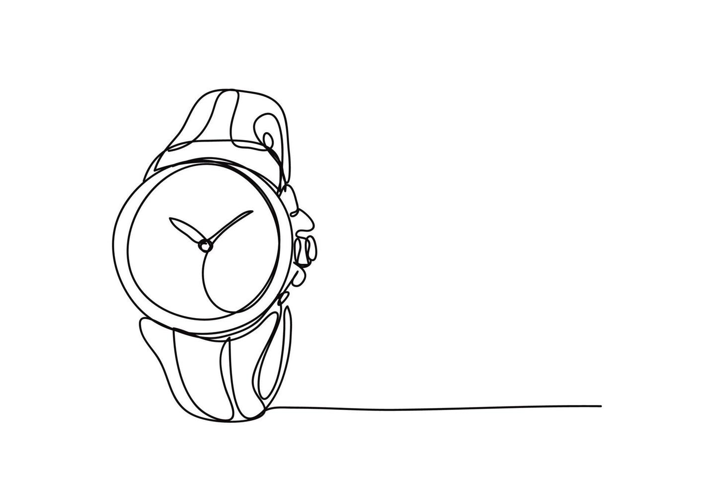 wristwatch , continuous line drawing, vector illustration.