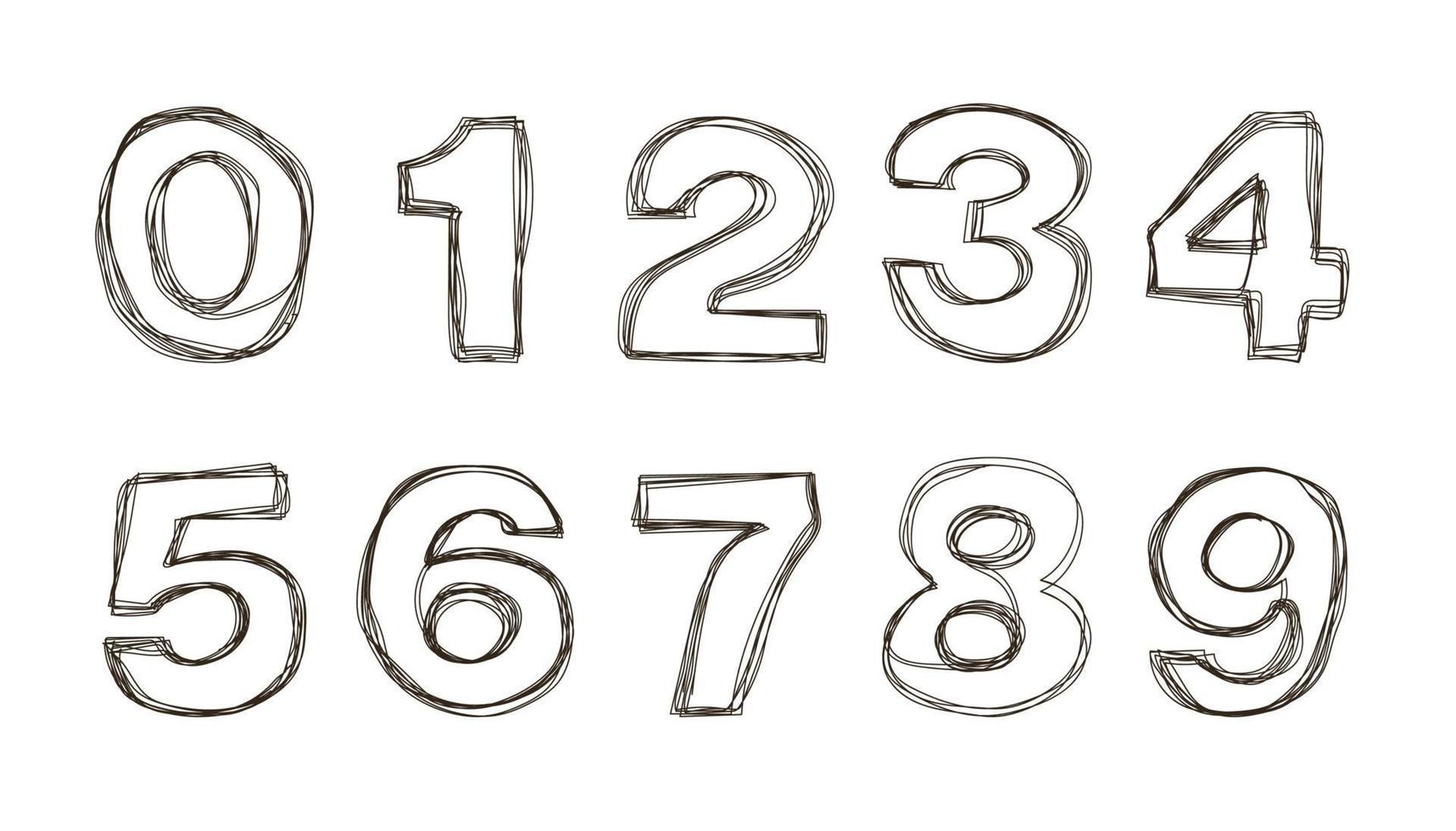 line drawing Numbers , Set of numbers, vector design