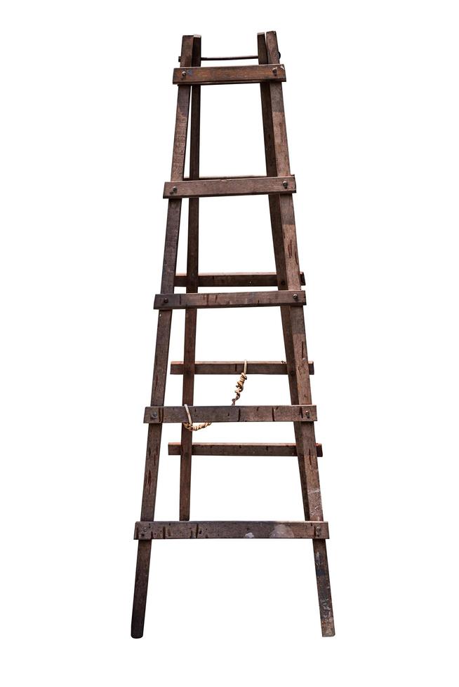 Wooden ladder isolated. photo