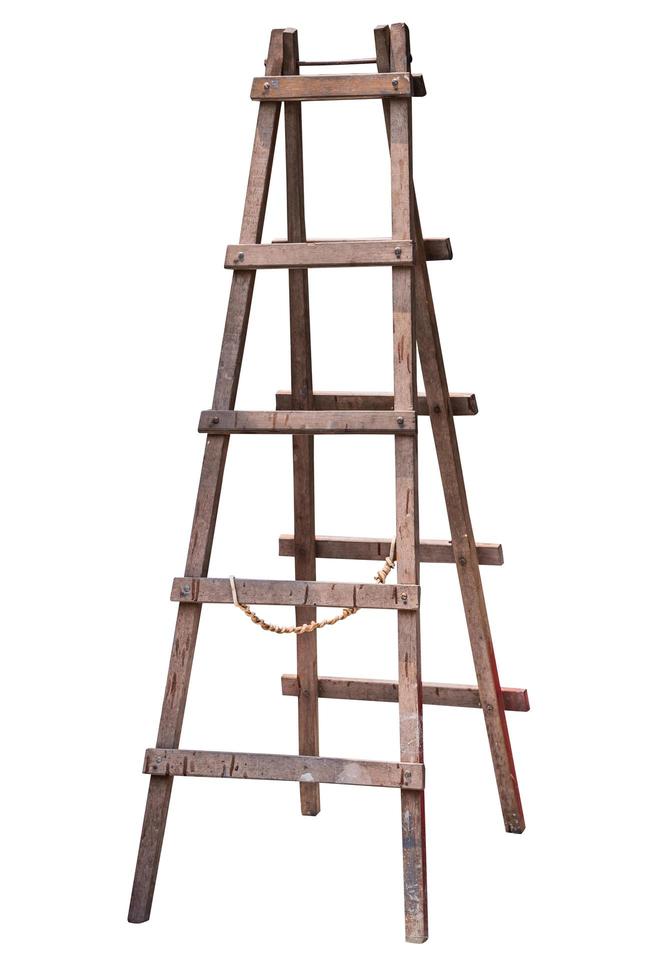 Wooden ladder isolated. photo