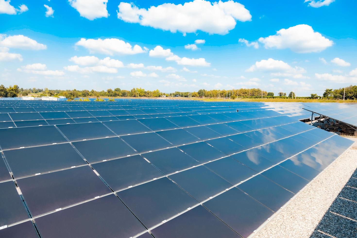 Solar plant,solar cell with the cloud on sky, hot climate causes increased power production, Alternative energy to conserve the world's energy, Photovoltaic module idea for clean energy production photo